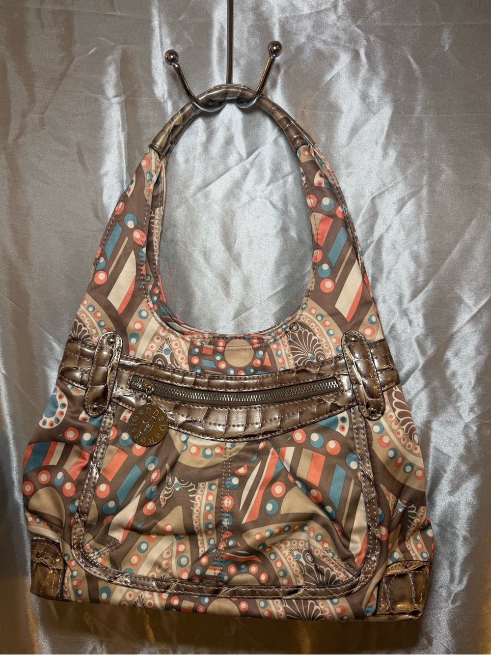 Y2K Vintage Genna De Rossi Retro Paisley Canvas Shoulder Bag